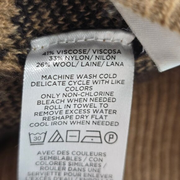 LOFT Black Brown Cheetah Print Crew Neck Wool Blend Fuzzy Sweater Dress - Picture 8 of 8